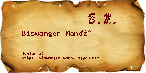 Biswanger Manó névjegykártya